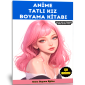 Anime Tatlı Kız Boyama Kitabı (50 Boyama Sayfası) - 1