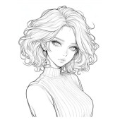 Anime Tatlı Kız Boyama Kitabı (50 Boyama Sayfası) - 4