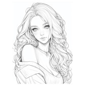 Anime Tatlı Kız Boyama Kitabı (50 Boyama Sayfası) - 7