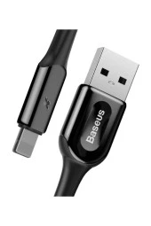 X-Type Serisi 2A iPhone Lightning Kopmaya Dayanıklı Data Şarj Kablosu 1 Metre Siyah - 1