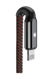 X-Type Serisi 2A iPhone Lightning Kopmaya Dayanıklı Data Şarj Kablosu 1 Metre Siyah - 4