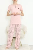 Düğmeli Pijama Takımı Pembe - 704.1287. - 4