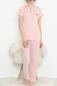 Düğmeli Pijama Takımı Pudra2 - 704.1287. - 2
