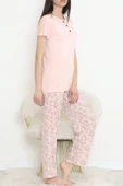 Düğmeli Pijama Takımı Açıksomon - 704.1287. - 4