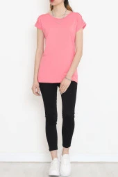 Omuz Dantelli Bluz Pembe - 18151.599. - 4