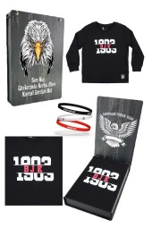 Beşiktaş Orijinal Lisanslı Siyah Çocuk Sweat + Bileklik Set Hediyelik Ahşap Kutulu - 1