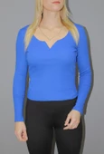 Armut Yaka Likralı Bluz Saks - 117.665 - 1
