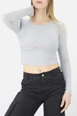 Göbeği Pencereli Kaşkorse Bluz Gri - 138.650 thumbnail 1