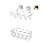 Tekno Tel EF-256 Yapışkanlı 2 Katlı Düz Banyo Rafı Krom - 1