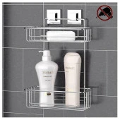 Tekno Tel EF-256 Yapışkanlı 2 Katlı Düz Banyo Rafı Krom - 4