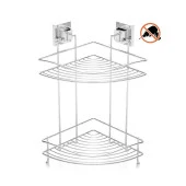 Tekno Tel EF-253 Yapışkanlı 2 Katlı Köşelik Banyo Rafı Krom - 1