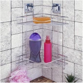 Tekno Tel EF-253 Yapışkanlı 2 Katlı Köşelik Banyo Rafı Krom - 4