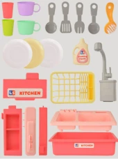 LC Pilli Lavabo Seti İnteraktif Lavabo Seti Çocuk Oyuncak Pembe 30916 - 4