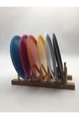 6'lı Mix Renk Yuvarlak Metal Tepsi, Tek Kişilik Çay ve Kahve Sunum Tepsisi 22cm - 5