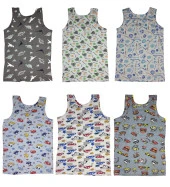 6 Adet Likralı Erkek Çocuk Empirme Desenli Mody Penye Askılı Atlet - 4