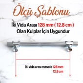 Arsin Krom Metal Kulp 128 mm-12.8 cm Mobilya Dolap Çekmece Mutfak Dolabı Kapak Kulpları Kulbu Kulpu - 3