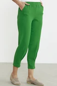 Paça Büzgü Detaylı Krep Pantolon - Yeşil - 3