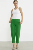 Paça Büzgü Detaylı Krep Pantolon - Yeşil - 2