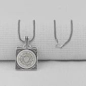 Hz Süleyman Mührü Kare Model 925 Ayar Gümüş Kolye thumbnail 1