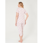 Angelina pijama Kadın pembe bambu kaprili kısa kol pijama takımı 69 89 - 2