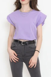 Beli Lastikli Crop Bluz Lila - 16552.1567. - 1