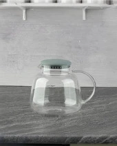 Cam Sürahi - Kulplu Sürahi - 1200 ML - Gri Kapak - 1