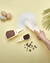 Plastik Ölçü Kabı Seti - Silme Aparatlı - 3 Parça - Krem - 1