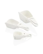 Plastik Ölçü Kabı Seti - Silme Aparatlı - 3 Parça - Krem - 4