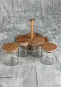 Bambu Kavanoz Seti - 5 Parça Stantlı Baharatlık Takımı - 230 ML - 2