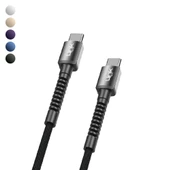 Linktech K597 Type-C to Type-C 60W 3mt Örgü Metal Başlı Şarj Kablosu - 1