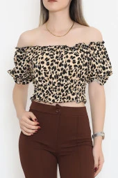Bel Lastikli Crop Bluz Leopar - 18493.1153. - 1