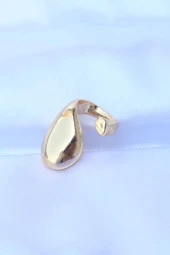 Pirinç Gold Renk Ayarlanabilir İri Bombeli Yüzük - TJ-BYK3178 - 2
