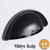 Yelken Midye Tas Çanak 64 mm Düğme Füme Mobilya Mutfak Dolabı Çekmece Dolap Kulpları Kulpu Kulb thumbnail 1