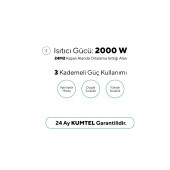 Kumtel LX-6331 (2ın1) 2000W - Sıcak & Soğuk Hava Akışıyla Ikili Kullanım: Vantilatör Fan & Isıtıcı Bej - 3