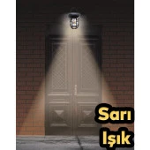 Güneş Enerjili Aplik Dış Aydınlatma 3 Modlu Işıklandırma Sensörlü Sarı Işıklı 15 W Portatif Fener Lamba - 2