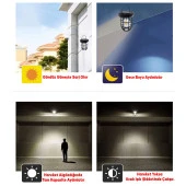 Güneş Enerjili Aplik Dış Aydınlatma 3 Modlu Işıklandırma Sensörlü Sarı Işıklı 15 W Portatif Fener Lamba - 6