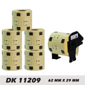 EcotagPlus Brother DK 11209  Etiket 62 mm x 29 mm - 6 X 800 Adet + Tutucu - 1