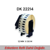 EcotagPlus Brother DK 22214 Etiket 27 mm x 30,48 m -Sürekli - 6 Adet + Tutucu - 2