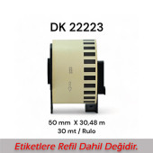 EcotagPlus Brother DK 22223  Etiket 50 mm x 30,48 m -Sürekli - 6 Adet + Tutucu - 4