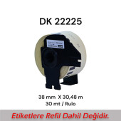 EcotagPlus Brother DK 22225 Etiket 38 mm x 30,48 m -Sürekli -- 6 Adet + Tutucu - 3