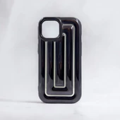 iPhone 15 Rudra Seri Labirent Desen 3D Metalik Silikon Kapak - 3