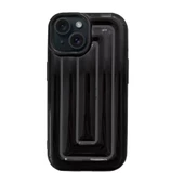 iPhone 15 Rudra Seri Labirent Desen 3D Metalik Silikon Kapak - 2