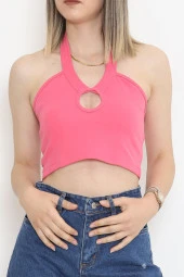 Gögüs Dekolteli Crop Bluz Pembe - 18404.1059. - 1