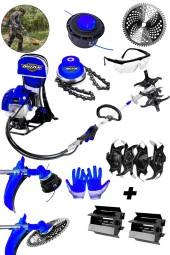 Dozzer Arazi Seti 2.4Hp Benzinli Sırt Tipi Ot Çim Biçme Tırpan Makinesi Toprak Eşeleme+  Akrobat Çapa - 1