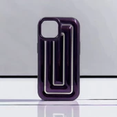 iPhone 15 Pro Max Rudra Seri Labirent Desen 3D Metalik Silikon Kapak - 3