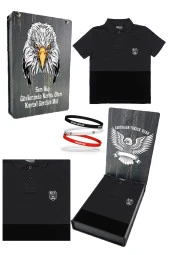 Beşiktaş Orijinal Polo Yaka Çocuk T-shirt + Bileklik Set Hediyelik Ahşap Kutulu - 1
