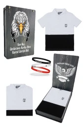 Beşiktaş Orijinal Polo Yaka Çocuk T-shirt + Bileklik Set Hediyelik Ahşap Kutulu - 7