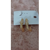 Çelik Halka Zirkon Küpe Gold - 2