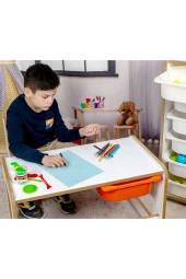Çocuk Oyun, Aktivite ve Etkinlik Masası, Beyaz-Turuncu, 18mm 1.Sı - 2