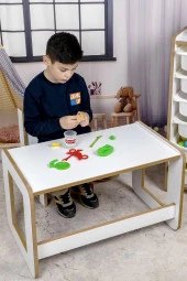 Çocuk Oyun, Aktivite ve Etkinlik Masası, Beyaz-Pembe, 18mm 1.Sınıf MDF - 2